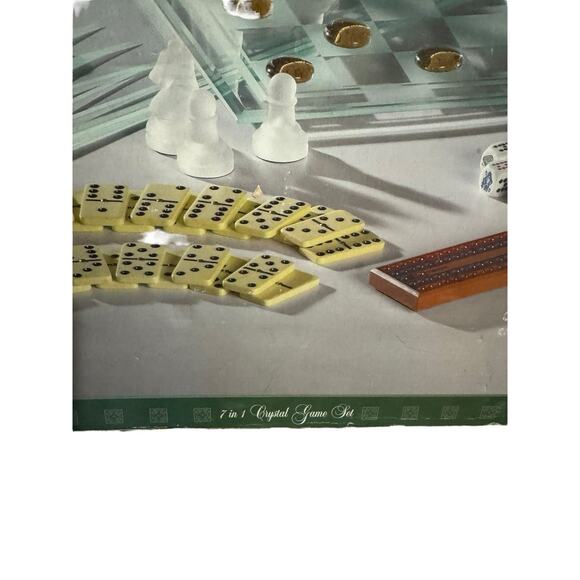 Bealls Palais Royal Stage 7 In 1 Crystal Glass Game Set Chess Cards Backgammon - Picture 2 of 10